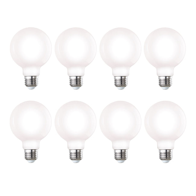 776220 - Dimmable Milky G25 LED Light Bulb - 7.6 Watt - 3000K - 8 Pack