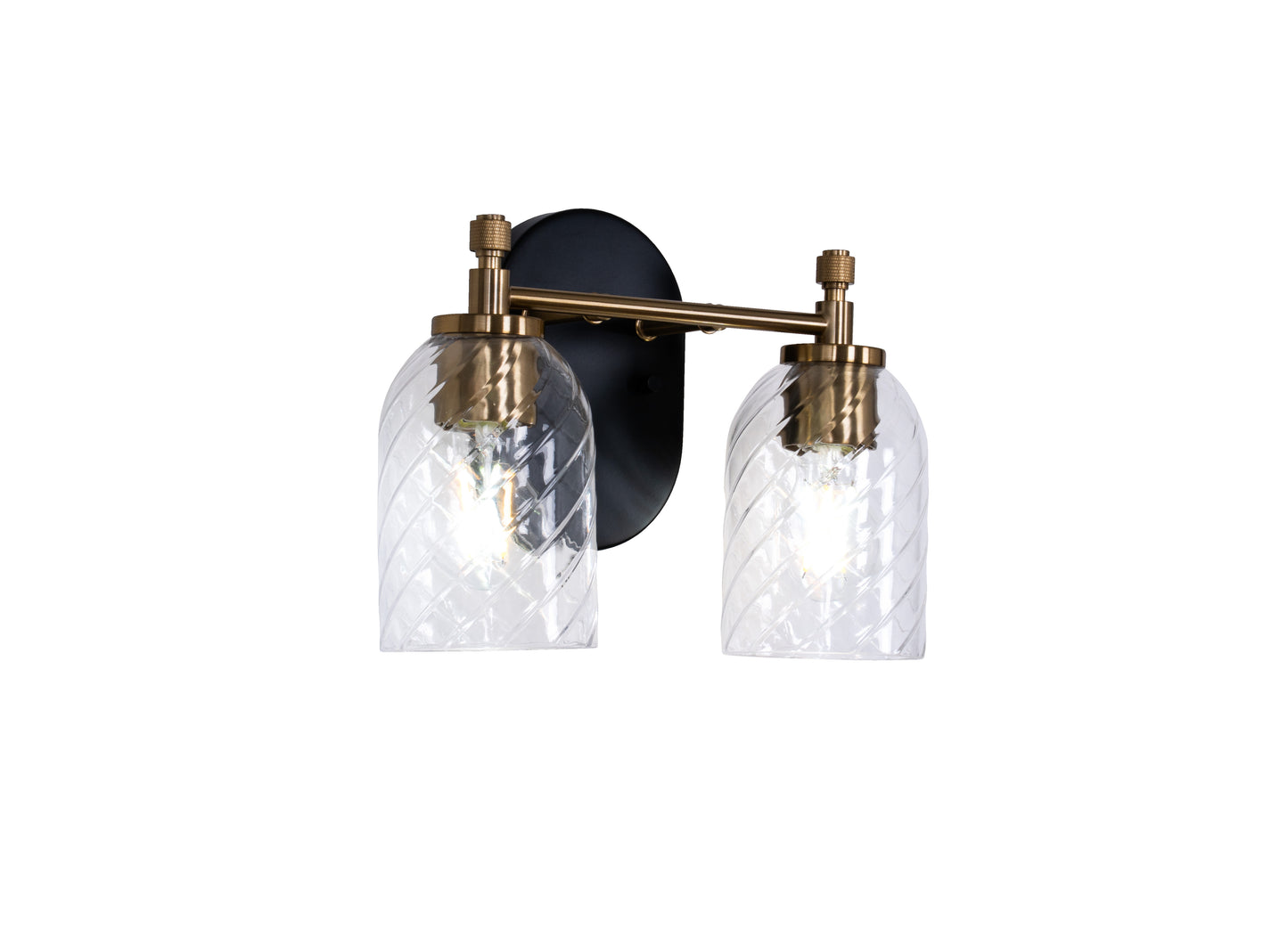 60302-FBSB-C - Council 2 Light 12.25" Wide Vanity Light - Flat Black / Satin Brass