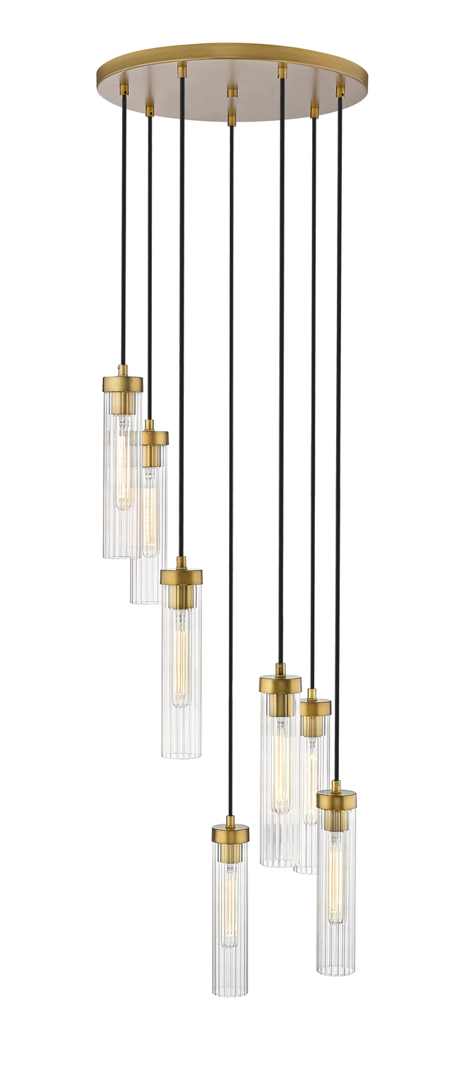 740P-7R-RB - Beau 7 Light 18" Chandelier - Rubbed Brass