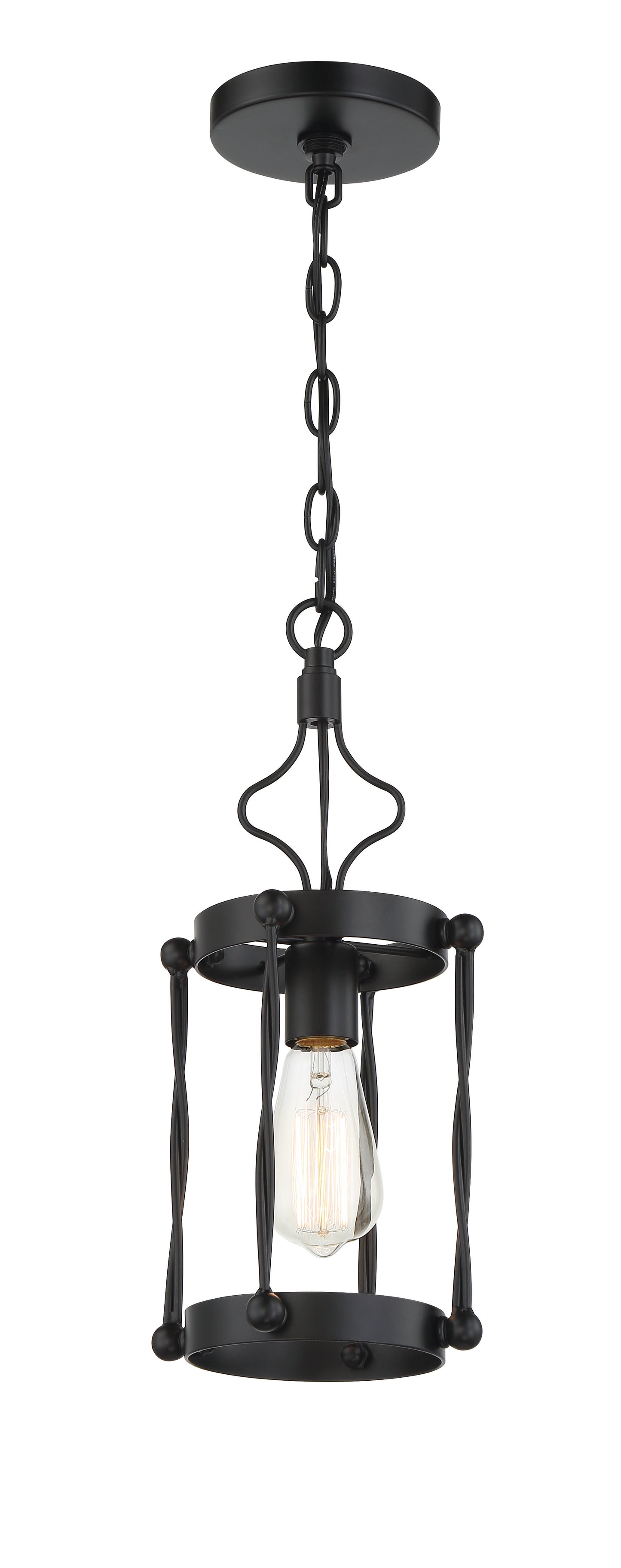 57091-FB - Jolenne 1 Light 7" Wide Mini Pendant - Flat Black