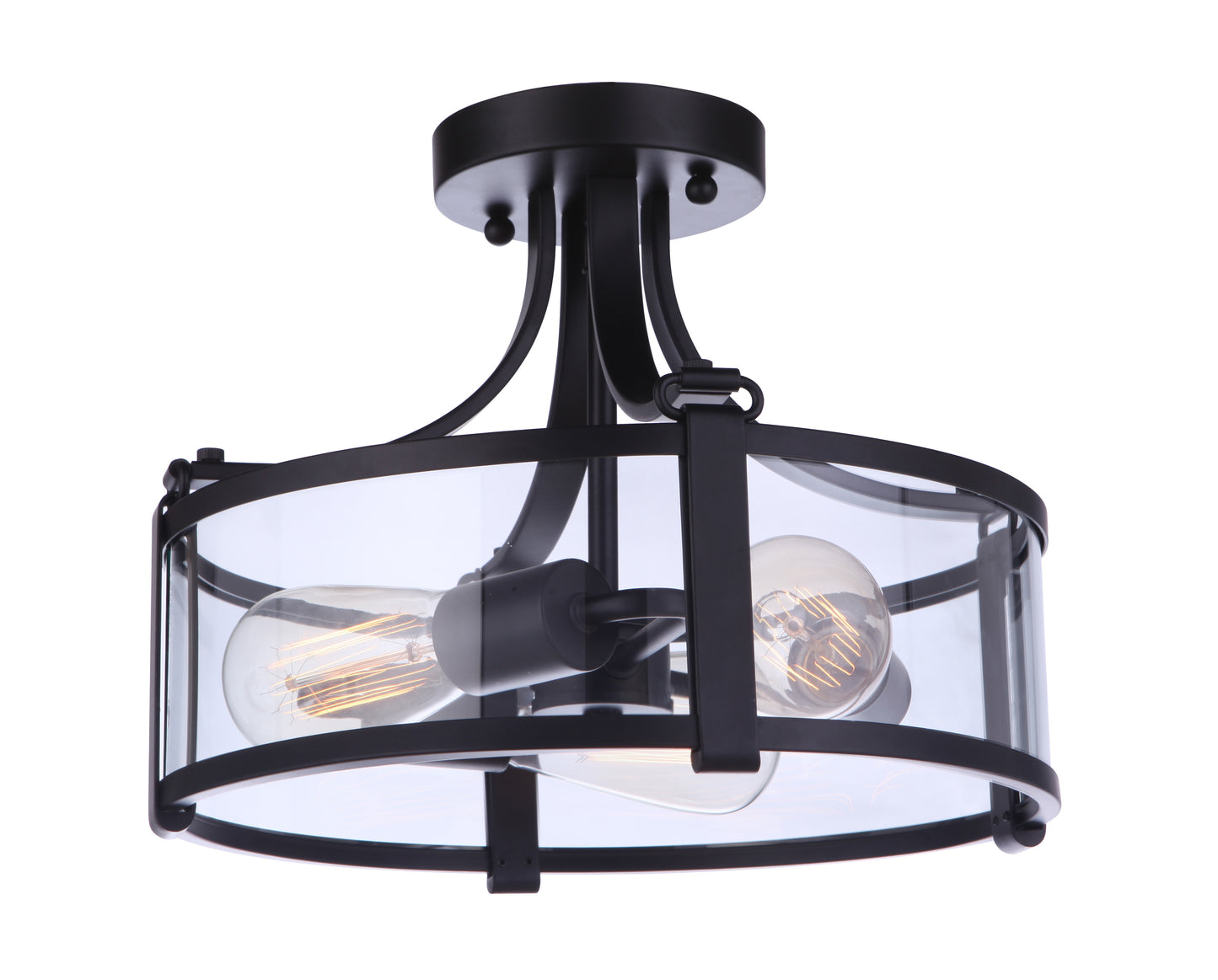 55353-FB - Elliot 3 Light 13" Wide Semi Flush Mount - Flat Black