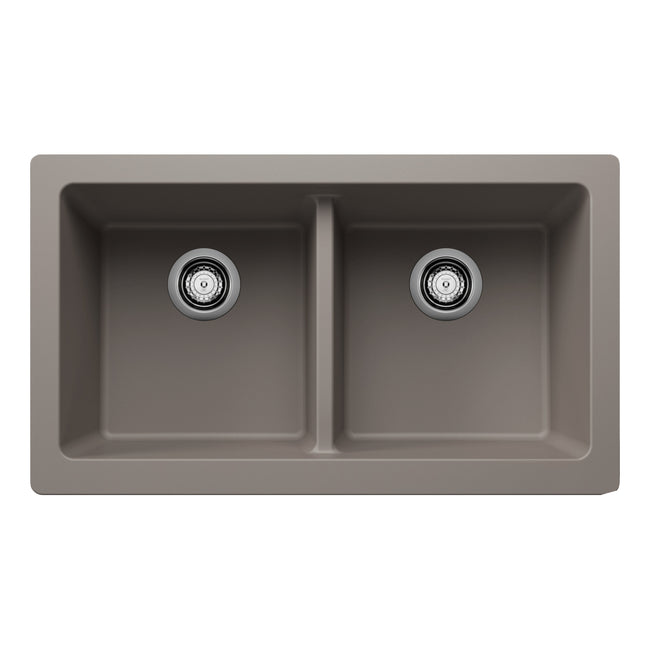 527418 - 33" Vintera Double Bowl Apron-Front Farmhouse Sink - Volcano Gray