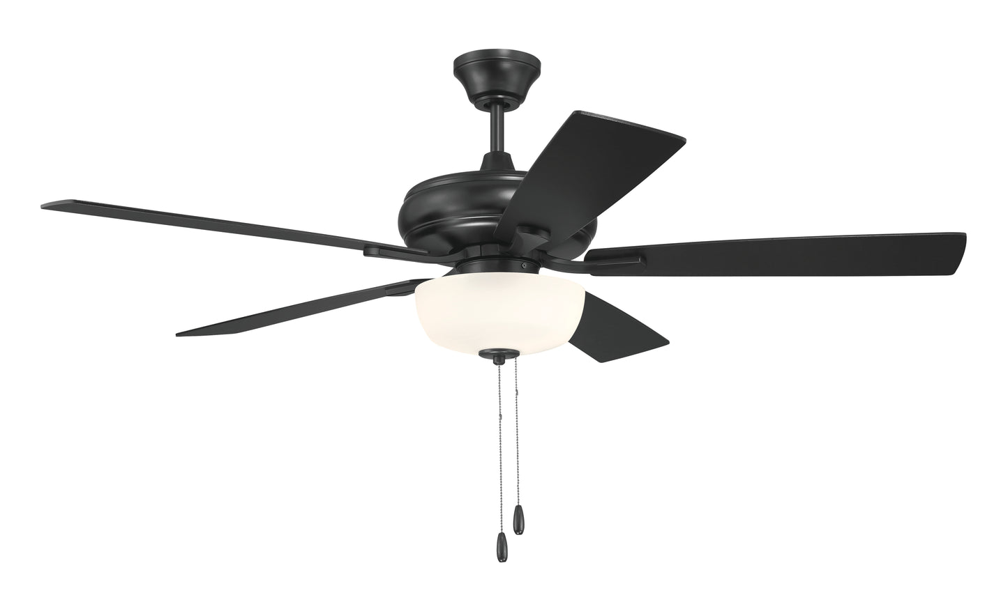 ECF211FB5-FBGW - EOS 2 Light Frosted White Bowl 52" Ceiling Fan 52" 5 Blade Ceiling Fan with Light Kit - Flat Black