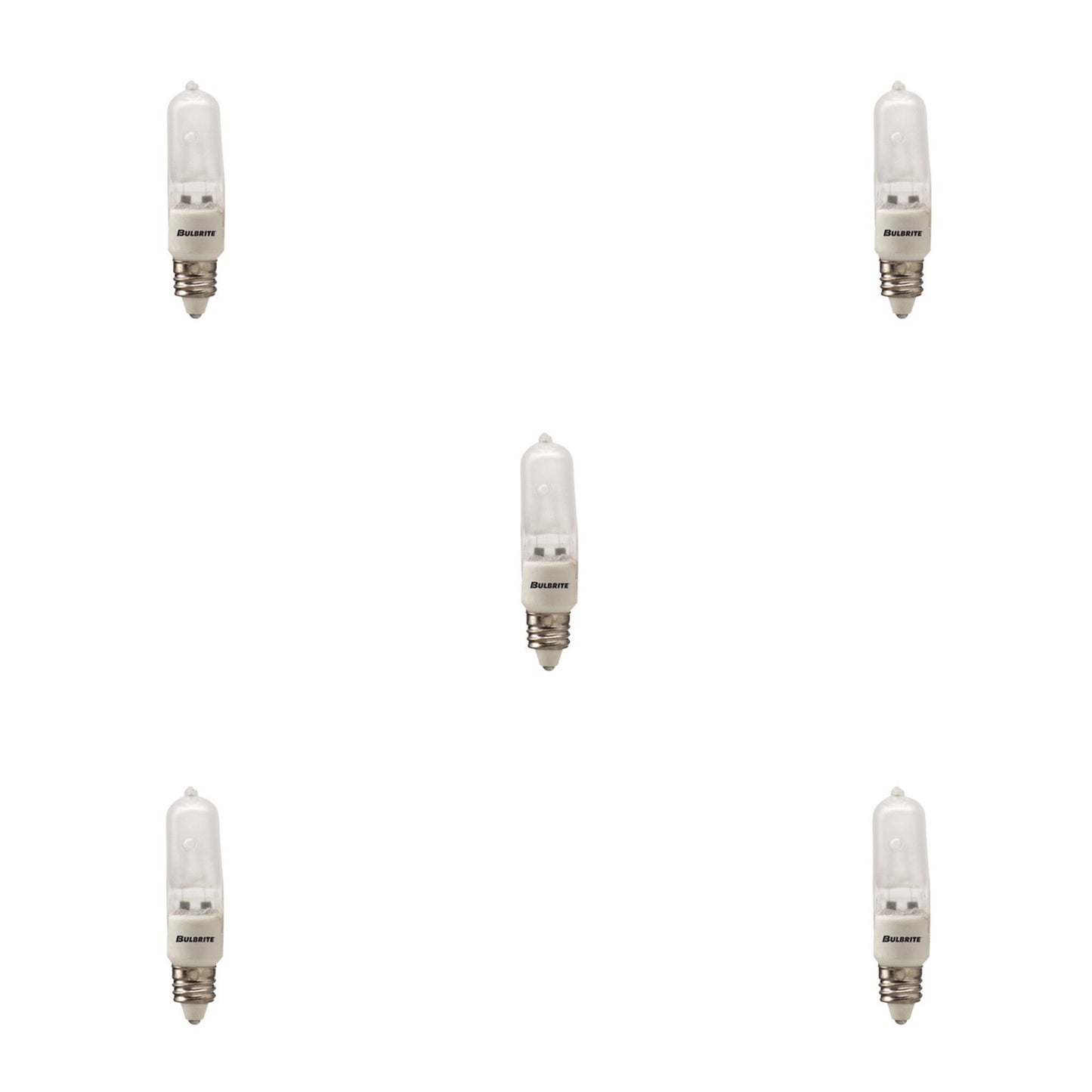 610072 - Dimmable Frost T4 Halogen Mini Candelabra Light Bulb - 75 Watt - 2900K - 5 Pack