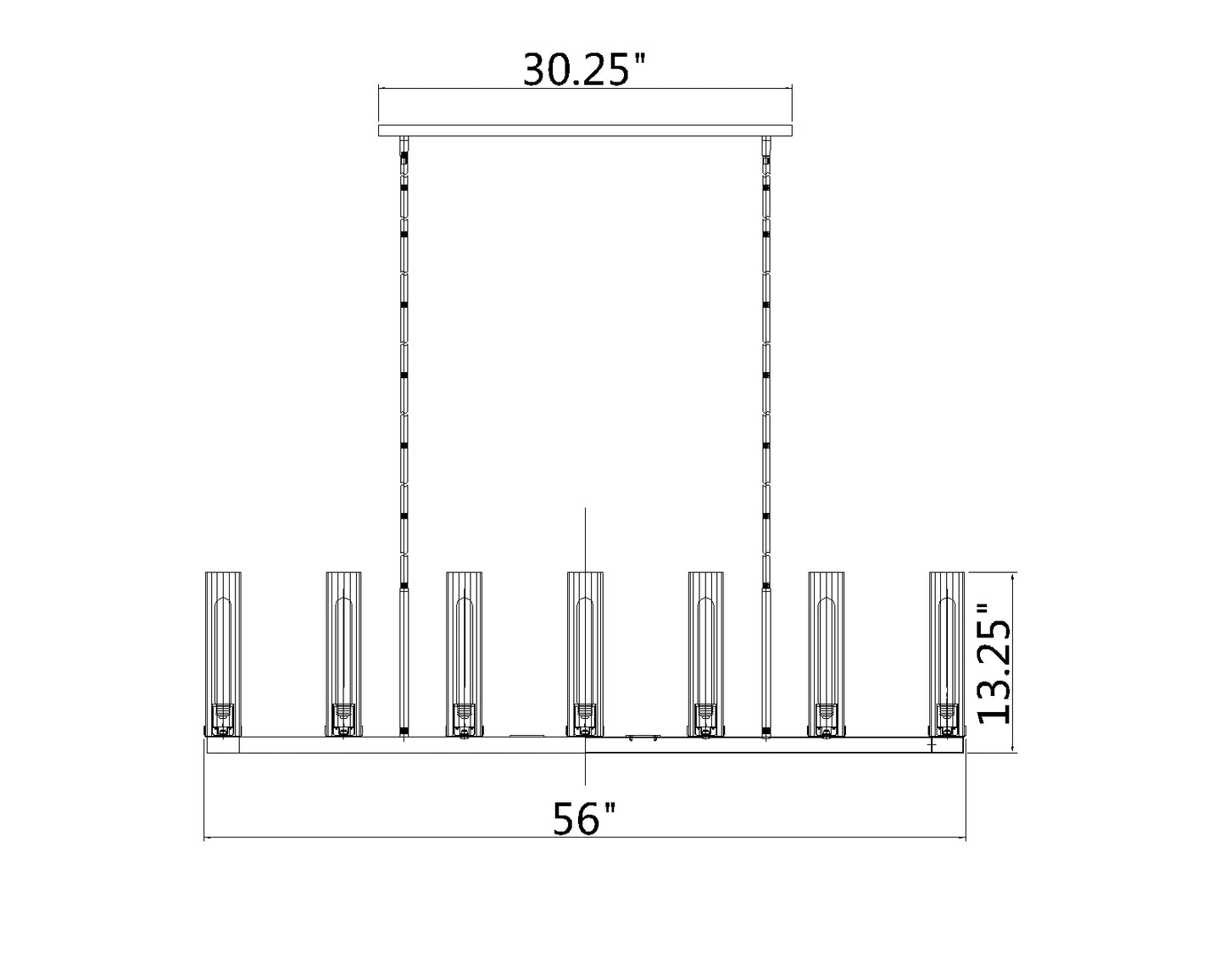 3031-9L-RB - Beau 9 Light Linear 56" Chandelier - Rubbed Brass
