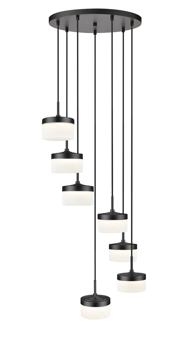 827P6-7R-MB-LED - Renaud 7 Light 21" Chandelier - Matte Black