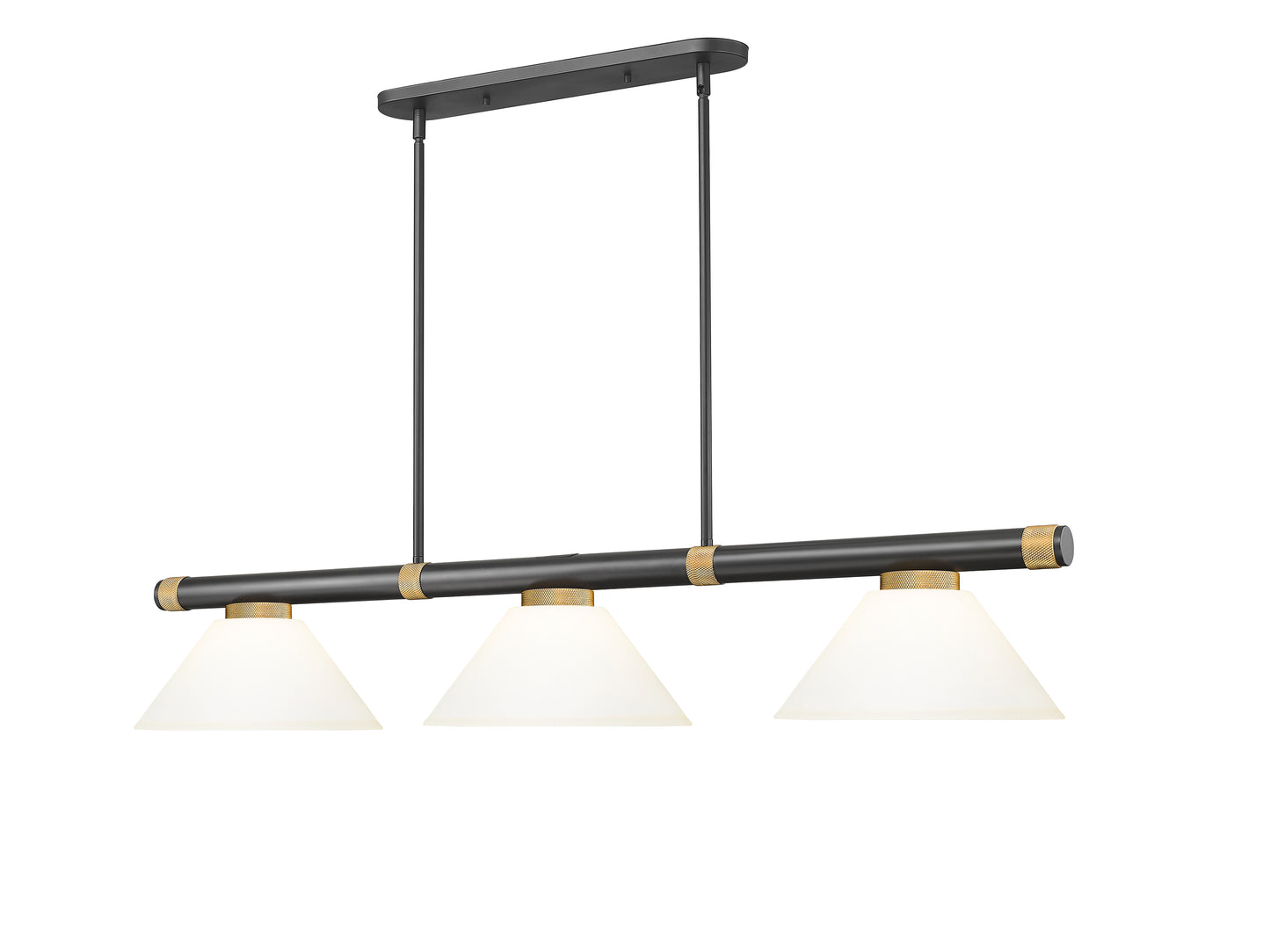 3050-3MB-RB-AMO14 - Vanguard 3 Light 58" Billiard - Matte Black / Rubbed Brass