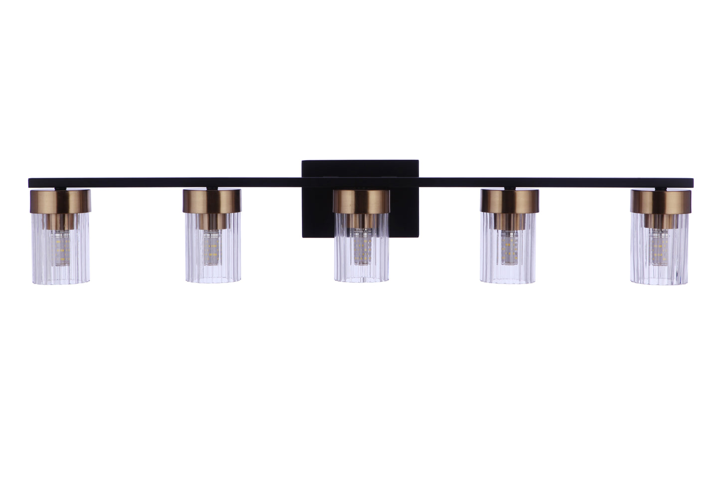 11835FBSB5 - Bond Street 5 Light 35" Wide Vanity Light - Flat Black / Satin Brass