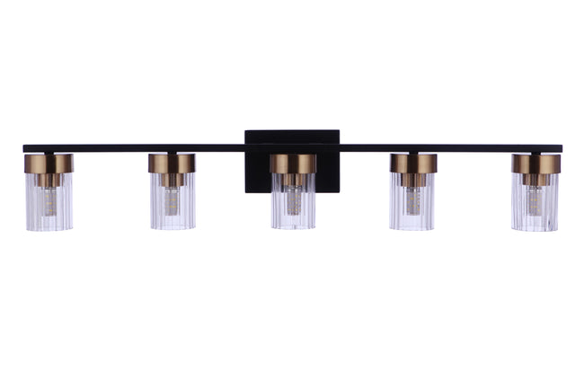 11835FBSB5 - Bond Street 5 Light 35" Wide Vanity Light - Flat Black / Satin Brass