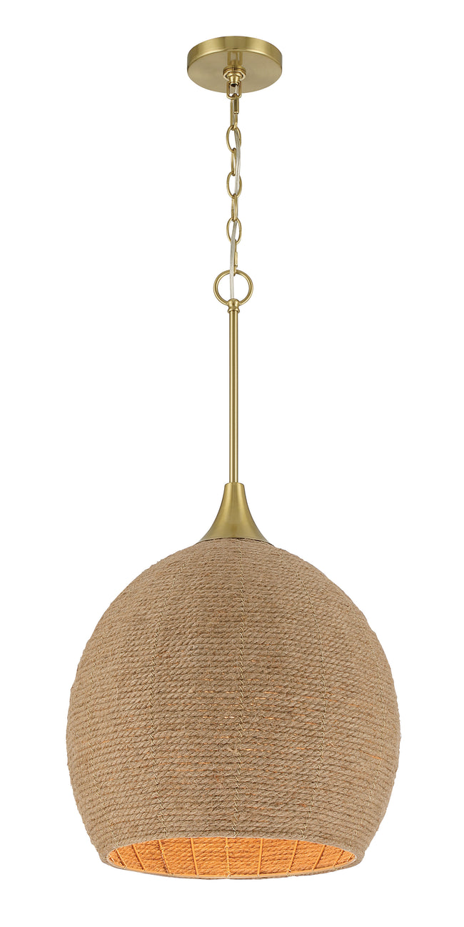 61391-SB - Keira 1 Light 16" Wide Pendant - Satin Brass