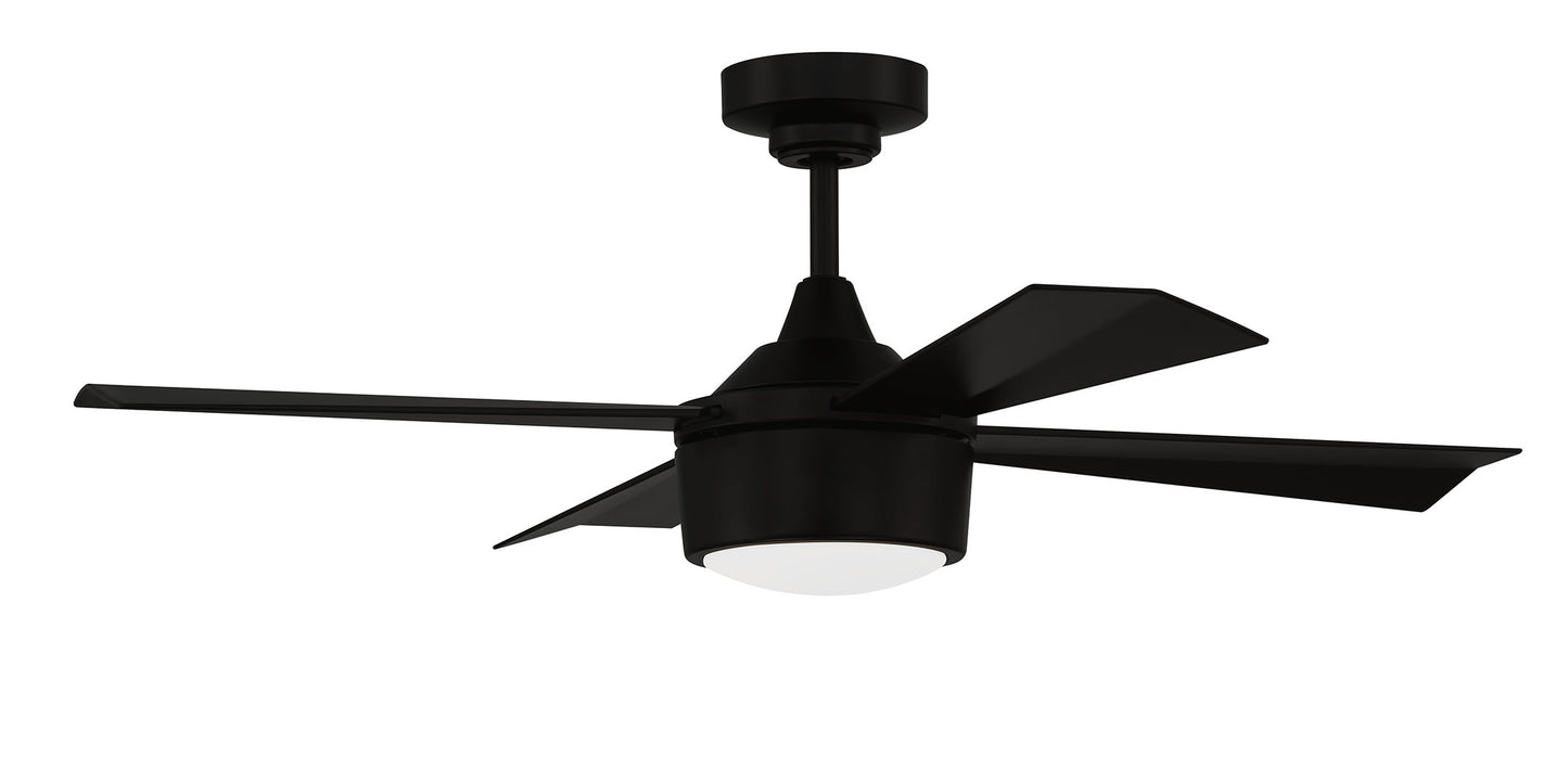 THO42FB4 - Theo Indoor/Outdoor 42" 4 Blade Indoor Outdoor Ceiling Fan with Light Kit - Flat Black