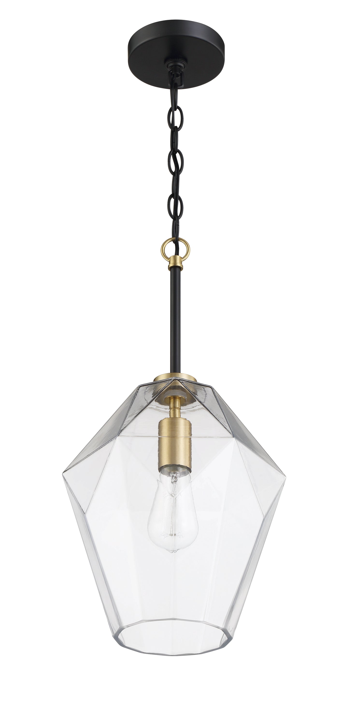 56992-FBSB - Avante Grand 1 Light 9" Wide Pendant - Flat Black / Satin Brass