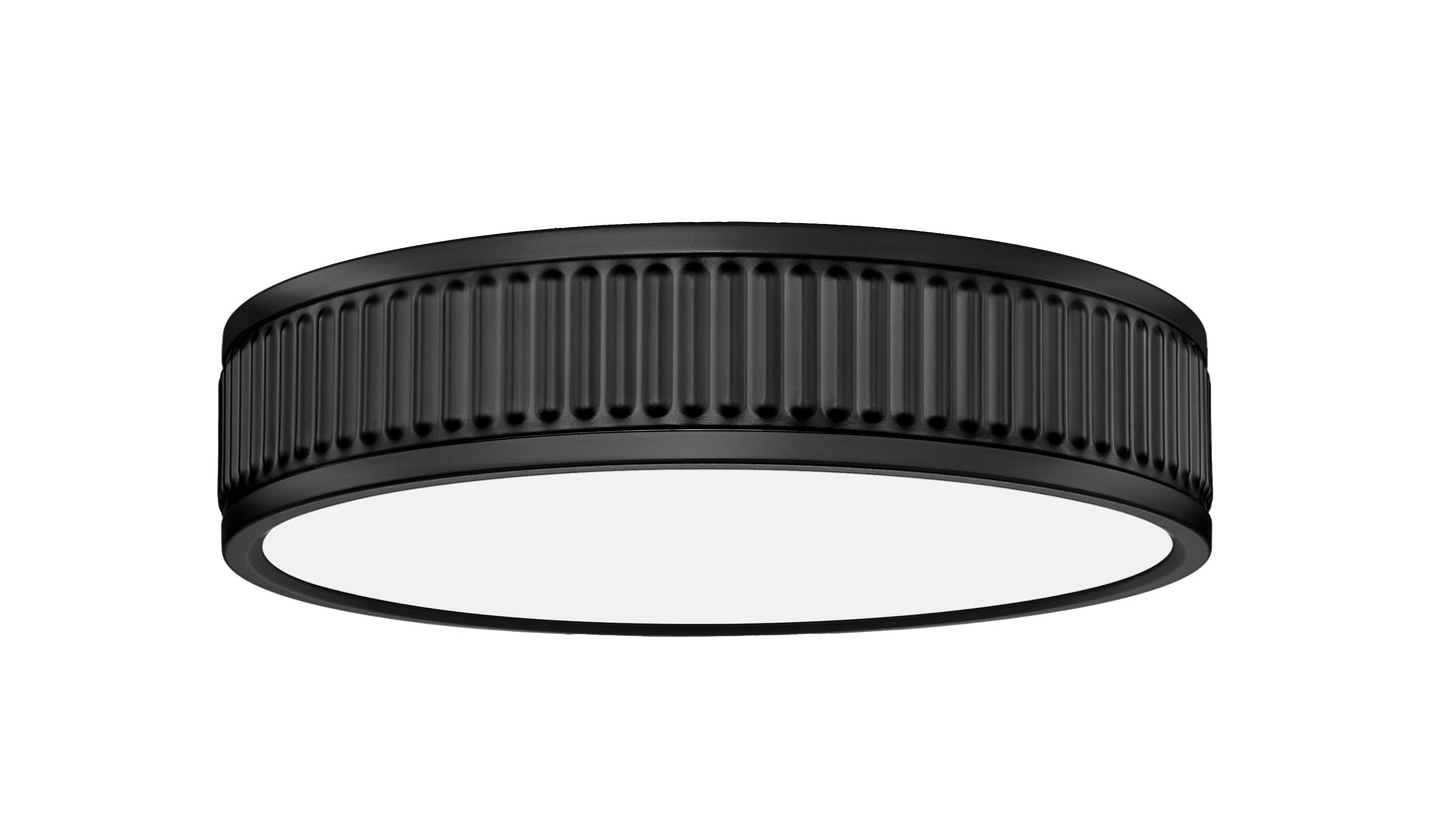 1013F12-MB-LED - Stari 1 Light Flush 13" Mount - Matte Black