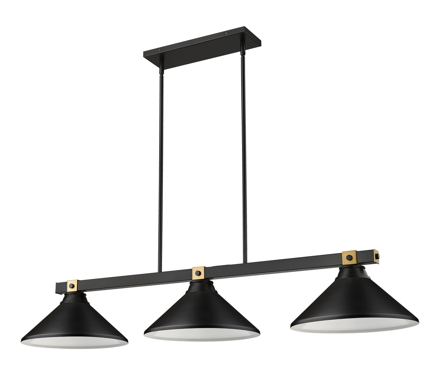 1955-3MB-RB-MMB - Bronte 3 Light 53" Billiard - Matte Black / Rubbed Brass