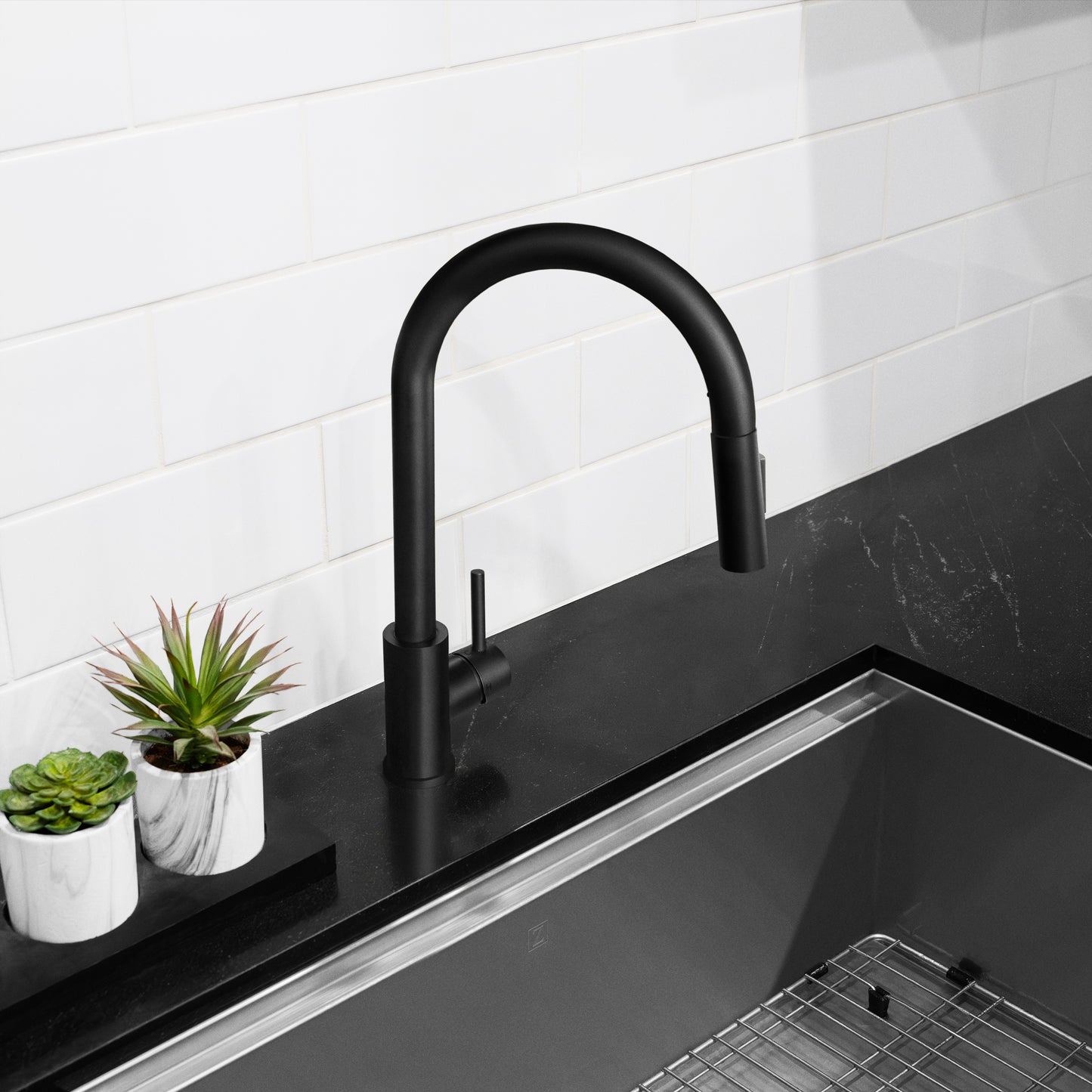 RBCN1-KF-MB - Rubicon Pull Down Single Handle Kitchen Faucet in Matte Black