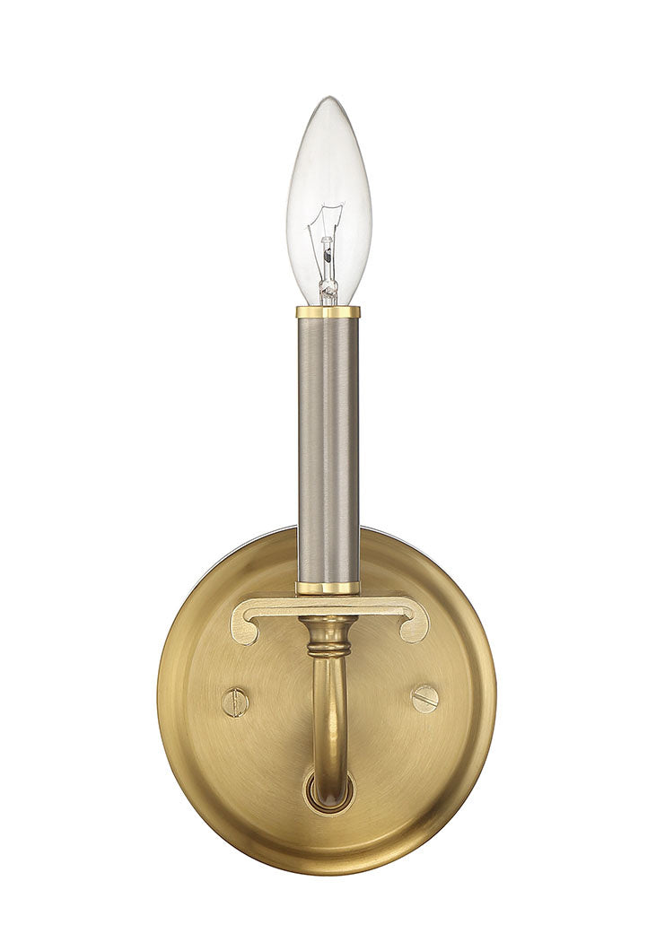 54861-BNKSB - Stanza 1 Light 7.87" High Wall Sconce - Brushed Polished Nickel / Satin Brass