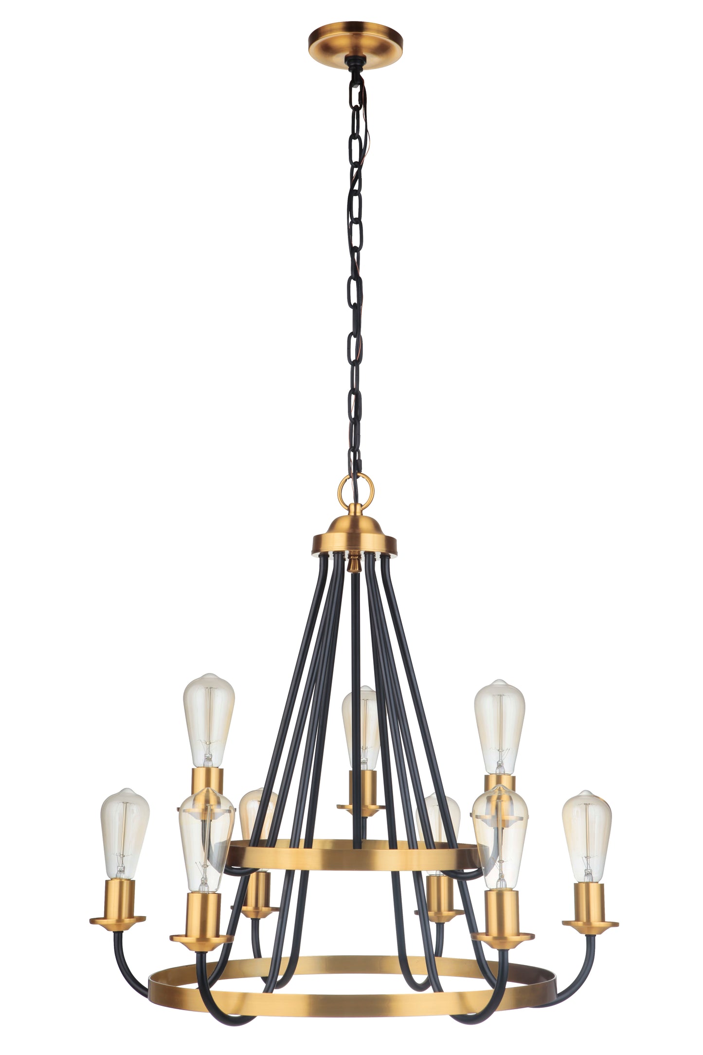 50329-FBSB - Randolph 9 Light 26" Wide Chandelier - Flat Black / Satin Brass