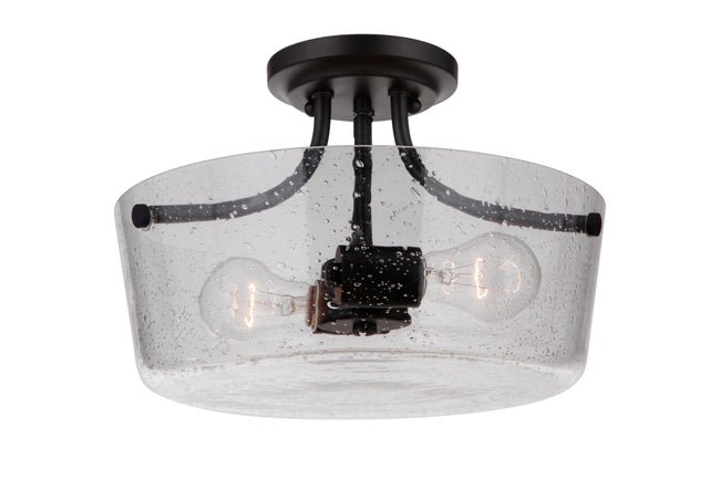 50252-FB - Tyler 2 Light 13" Wide Semi Flush Mount - Flat Black