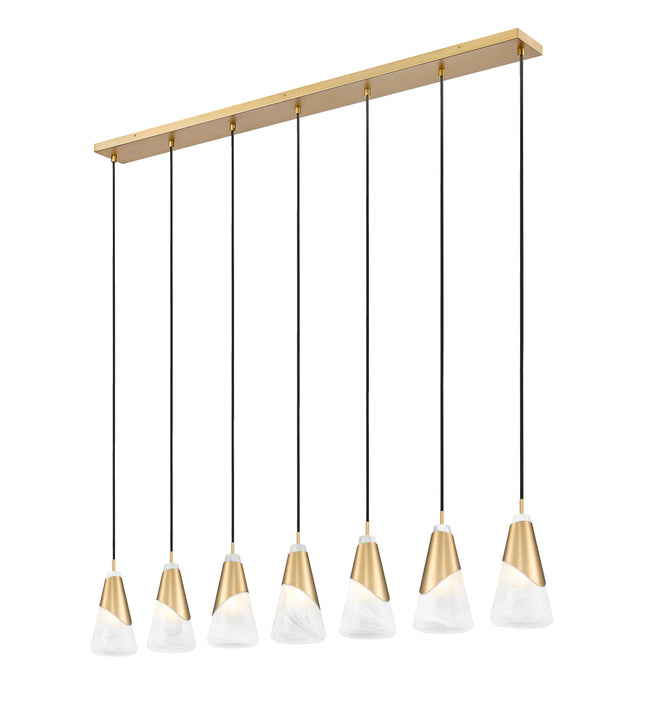 828P6-7L-MGLD - Aimie 7 Light Linear 54" Chandelier - Modern Gold