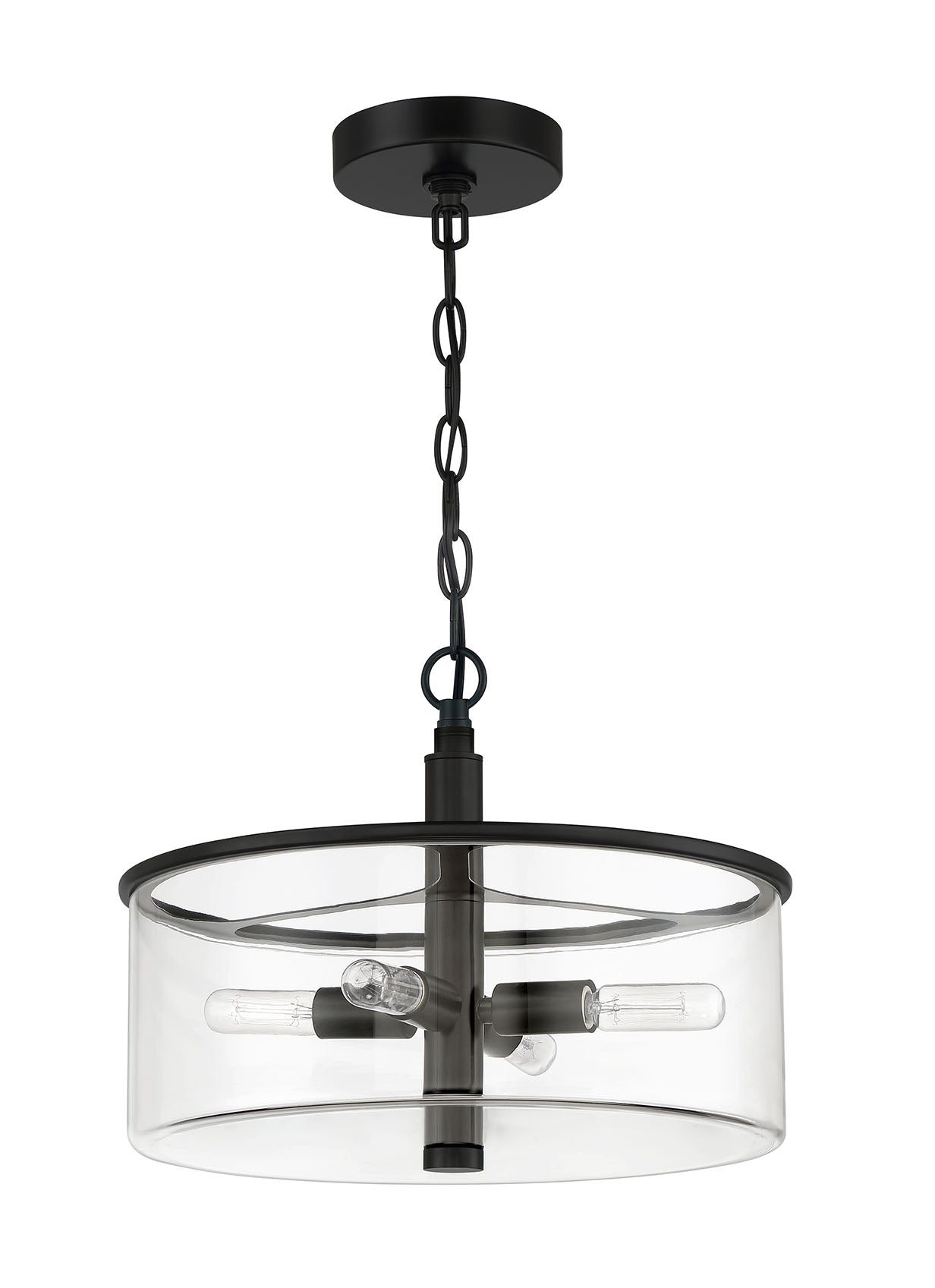 55654-FB - Hailie 4 Light 14.13" Wide Semi Flush Mount - Flat Black