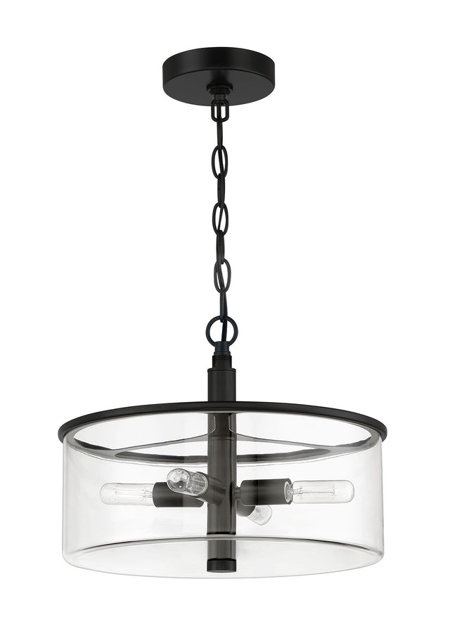 55654-FB - Hailie 4 Light 14.13" Wide Semi Flush Mount - Flat Black