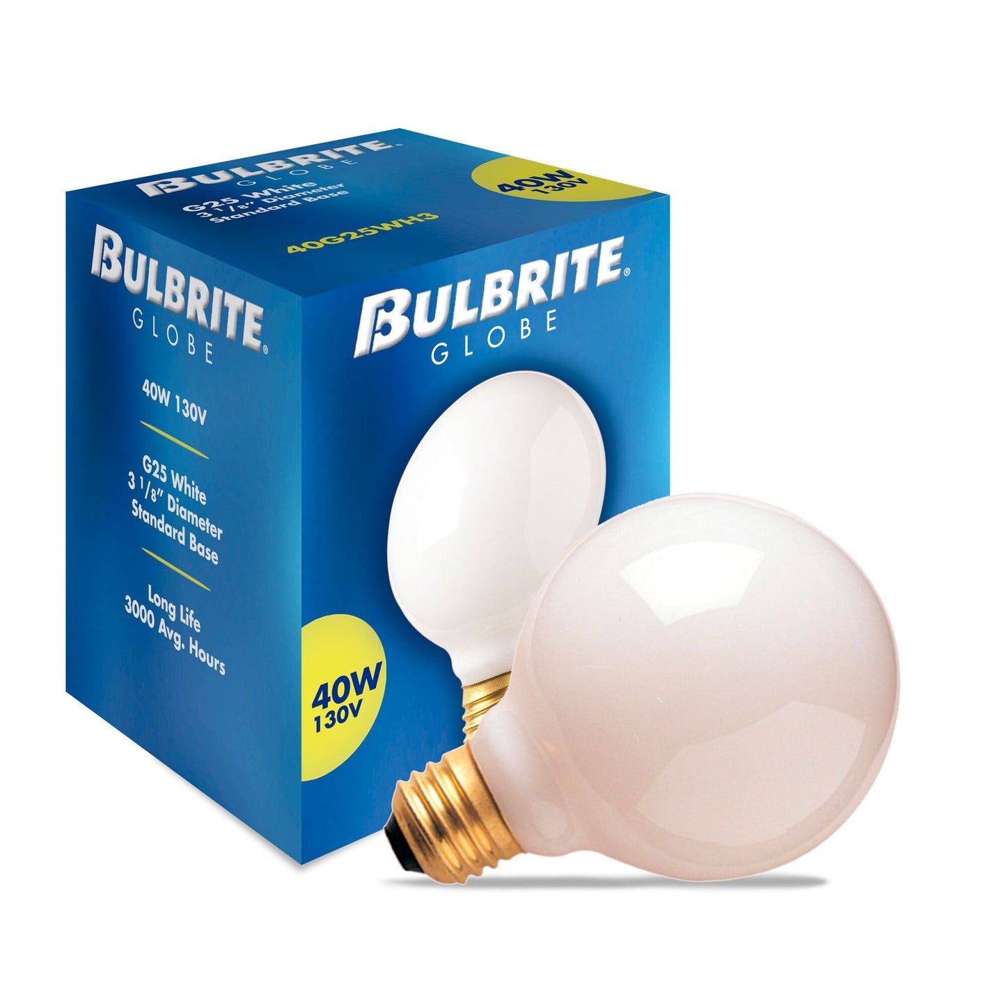 330040 - Dimmable White G25 Incandescent Light Bulb - 40 Watt - 2700K - 24 Pack