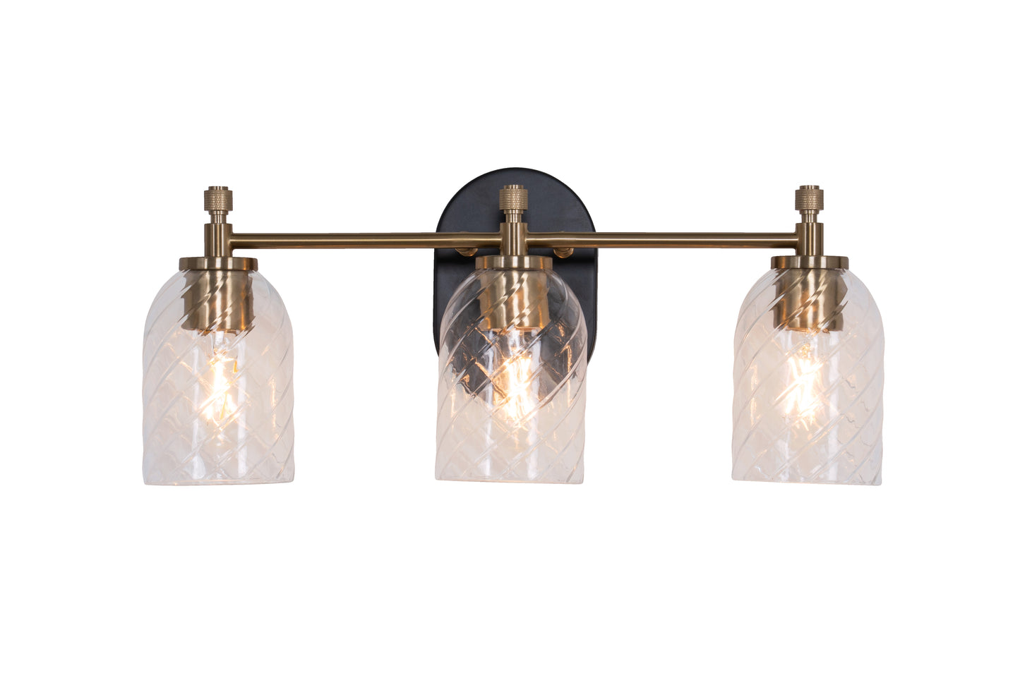 60303-FBSB-C - Council 3 Light 20" Wide Vanity Light - Flat Black / Satin Brass
