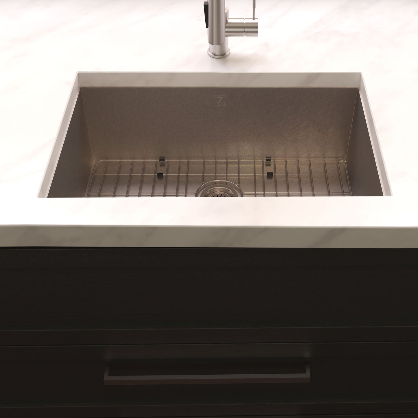 SRS-33S - 33" Meribel Undermount Single Bowl Satin Stainless Steel Kitchen Sink with Bottom Grid