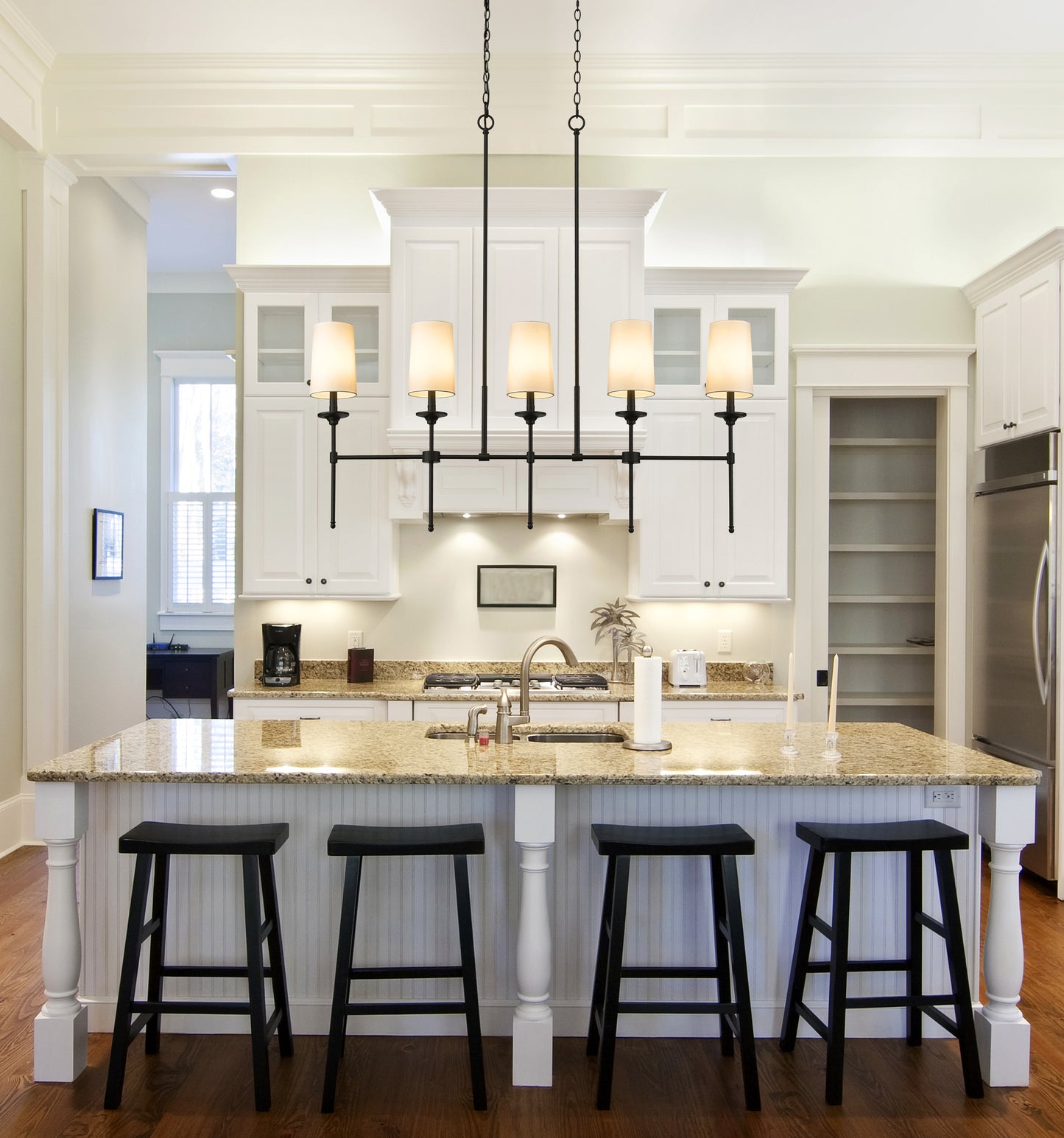 3033-5L-MB - Emily 5 Light Linear 51" Chandelier - Matte Black