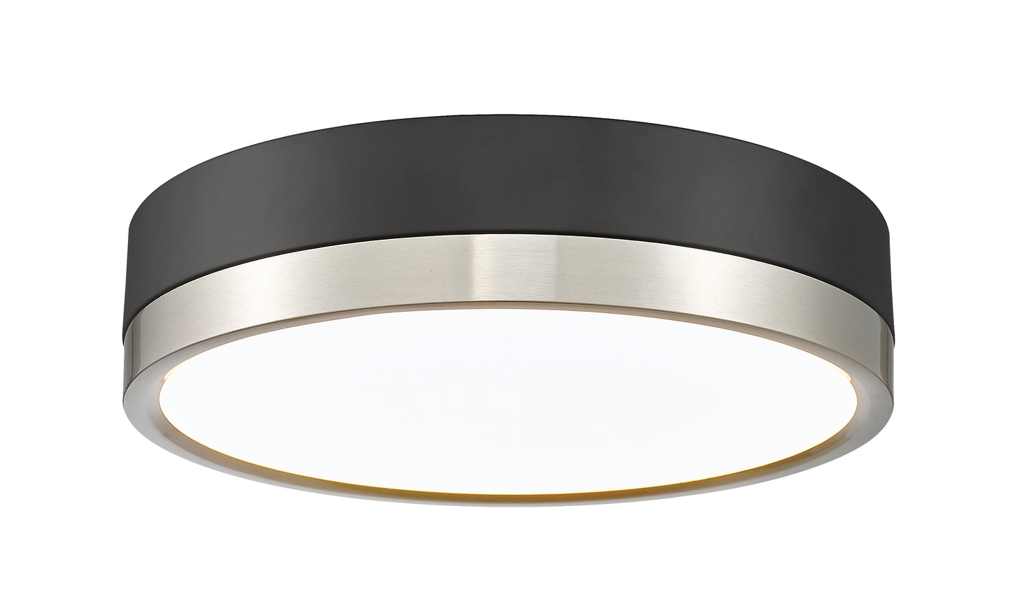 1006F12-MB-BN-LED - Algar 1 Light Flush 12" Mount - Matte Black / Brushed Nickel