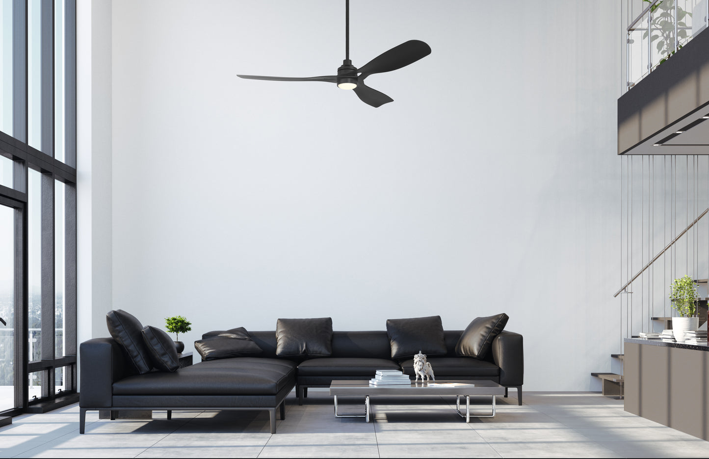 AMG52FB3 - Amigo 52" 3 Blade Indoor Outdoor Ceiling Fan with Light Kit - Flat Black