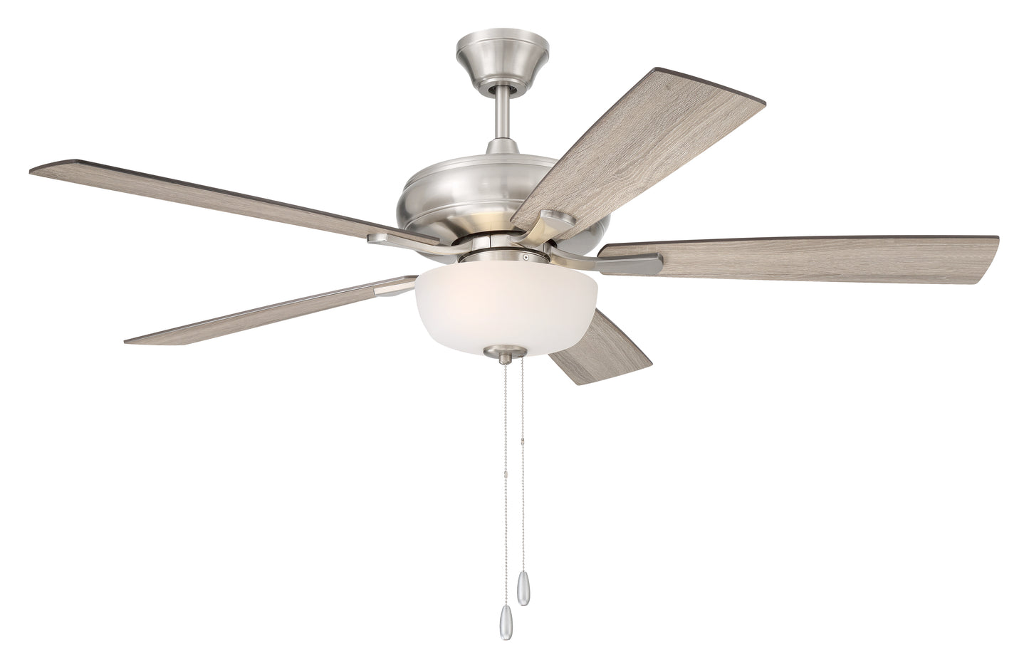 ECF211BNK5-DWWLN - EOS 2 Light Frosted White Bowl 52" Ceiling Fan 52" 5 Blade Ceiling Fan with Light Kit - Brushed Nickel