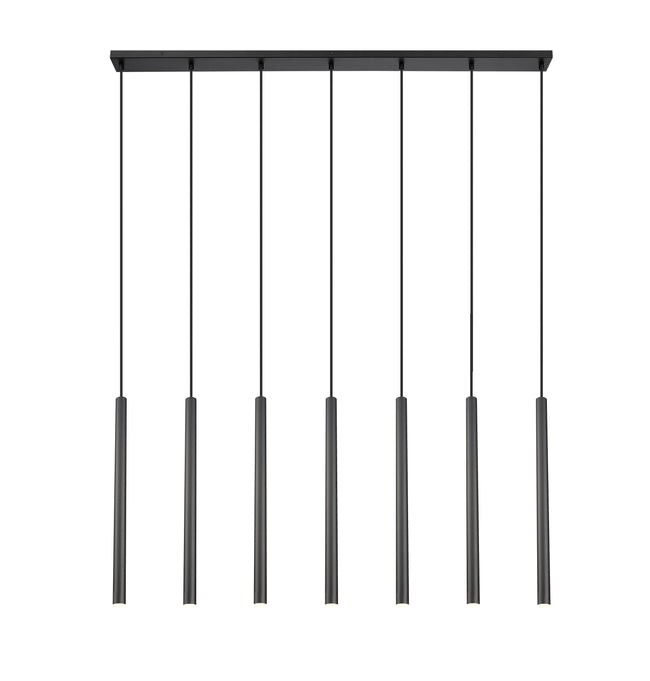 919MP24-7L-MB-LED - Forest 7 Light Linear 54" Chandelier - Matte Black