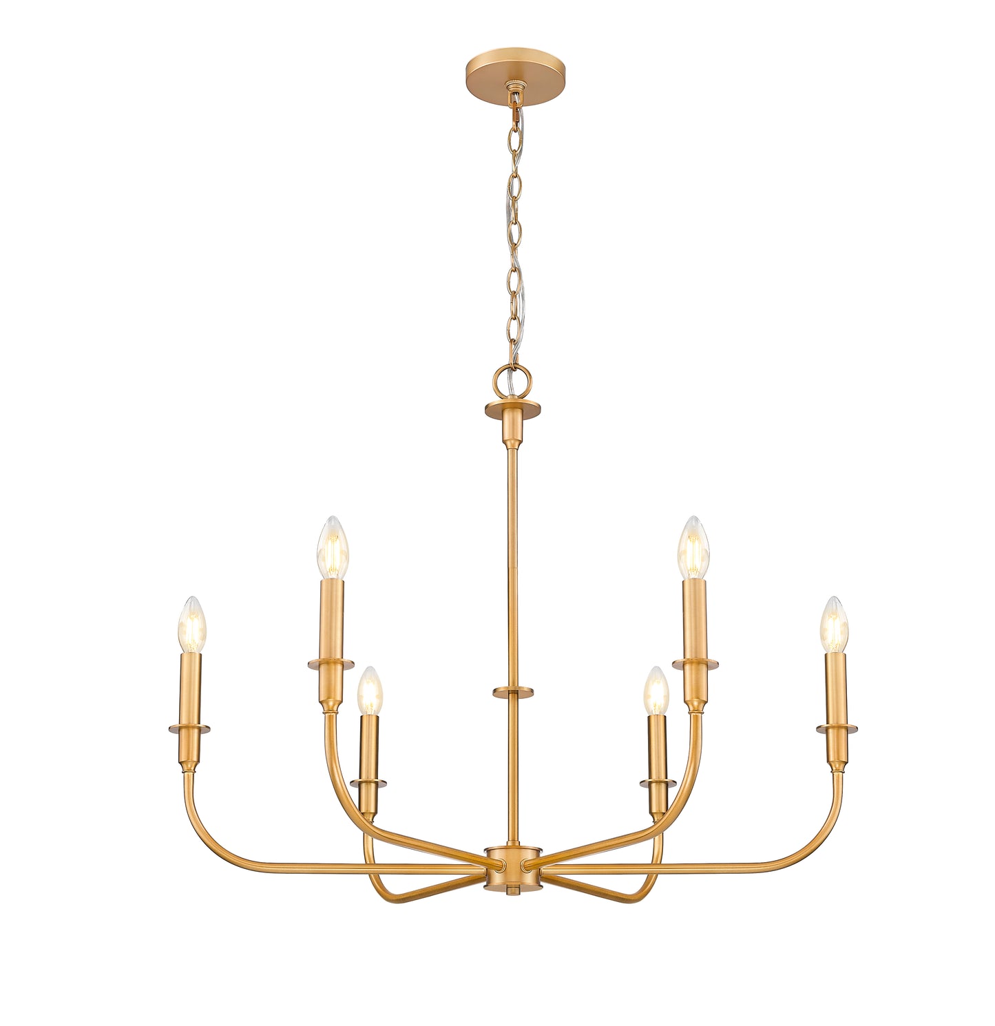 3049-32RB - Tova 6 Light 36" Chandelier - Rubbed Brass