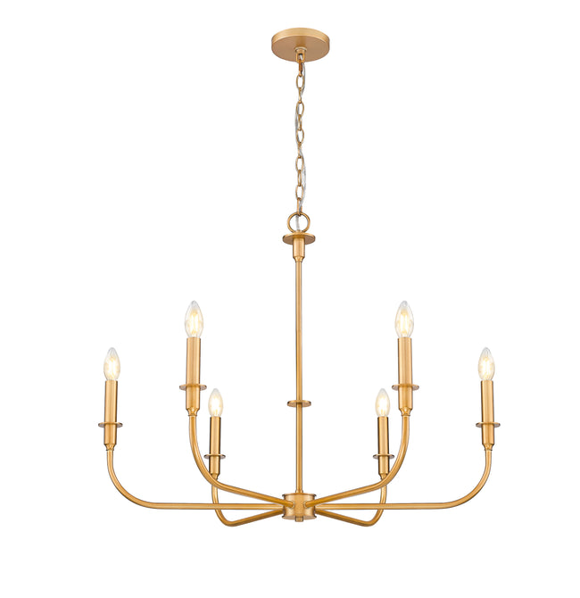 3049-32RB - Tova 6 Light 36" Chandelier - Rubbed Brass