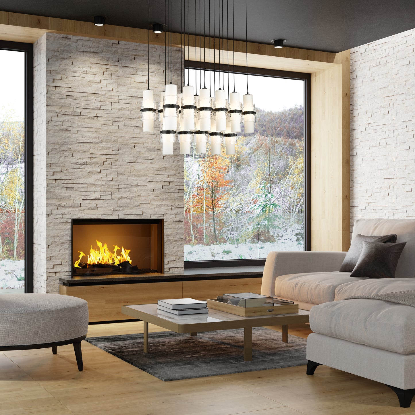 1946P-17L-MB - Cayden 17 Light Linear 42" Chandelier - Matte Black