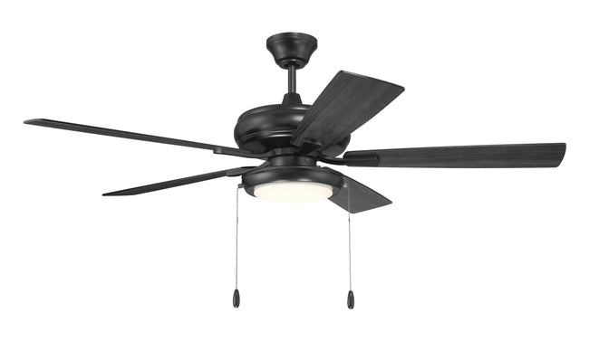 ECF119FB5-FBGW - EOS Low Profile 1 bulb Frosted White 52" Ceiling Fan 52" 5 Blade Ceiling Fan with Light Kit - Flat Black