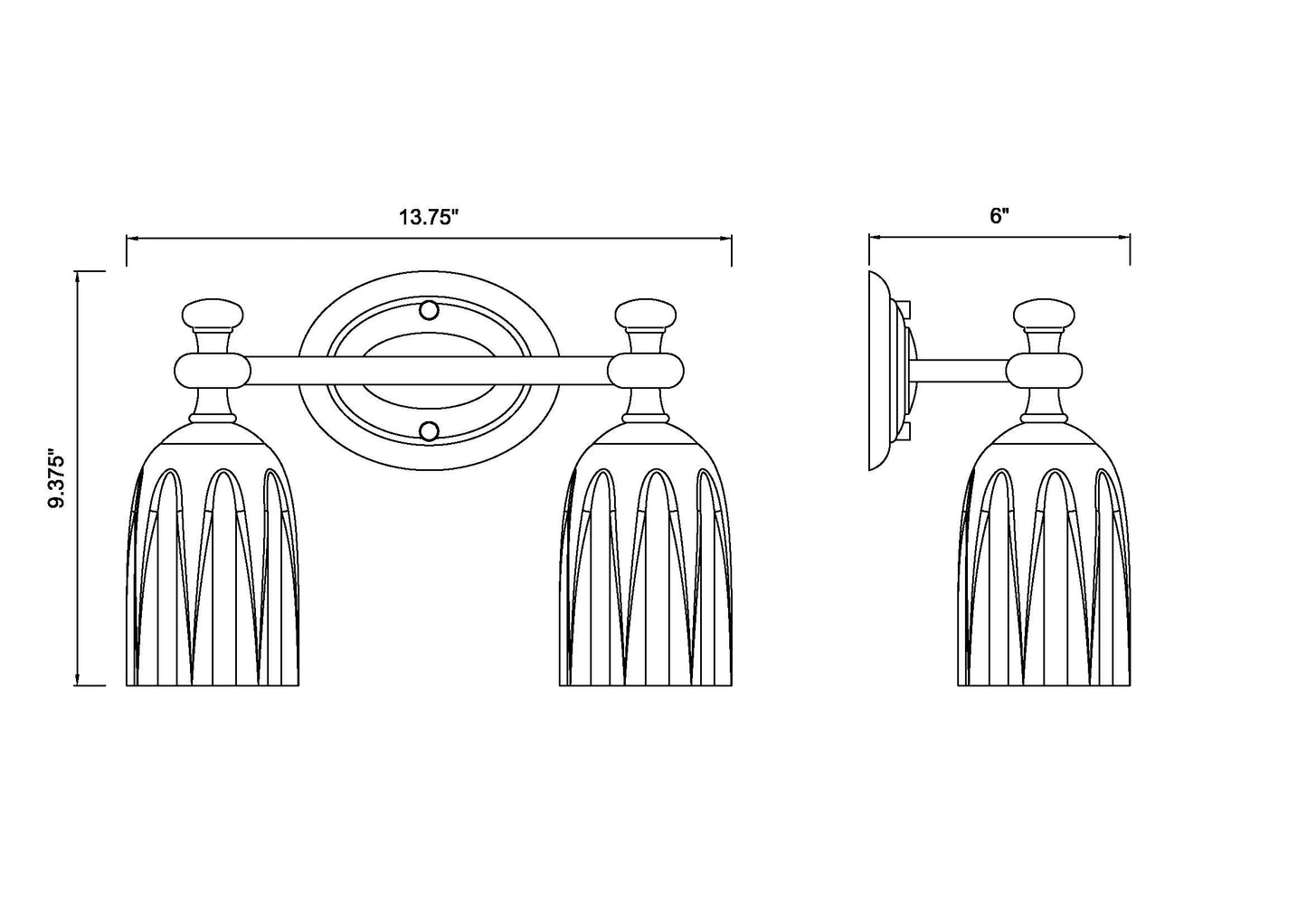1102-2V-BN - Orion 2 Light 14" Vanity - Brushed Nickel