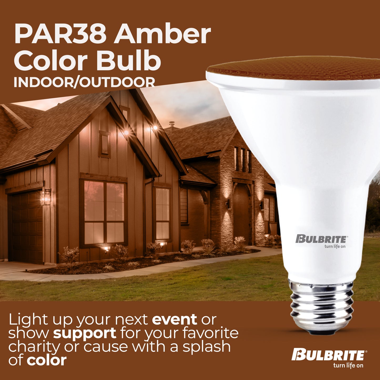 772501 - Weatherproof Dimmable Amber PAR38 LED Flood Light Bulb - 15 Watt - 2 Pack