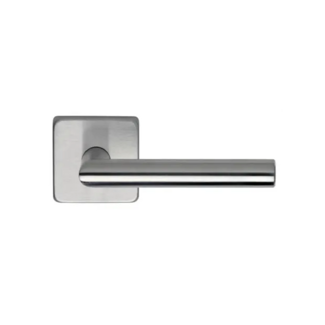 12S/238T.PR32D - Privacy Door Lever Set with 12 Style Handle - Square Rose - Satin Stainless Steel