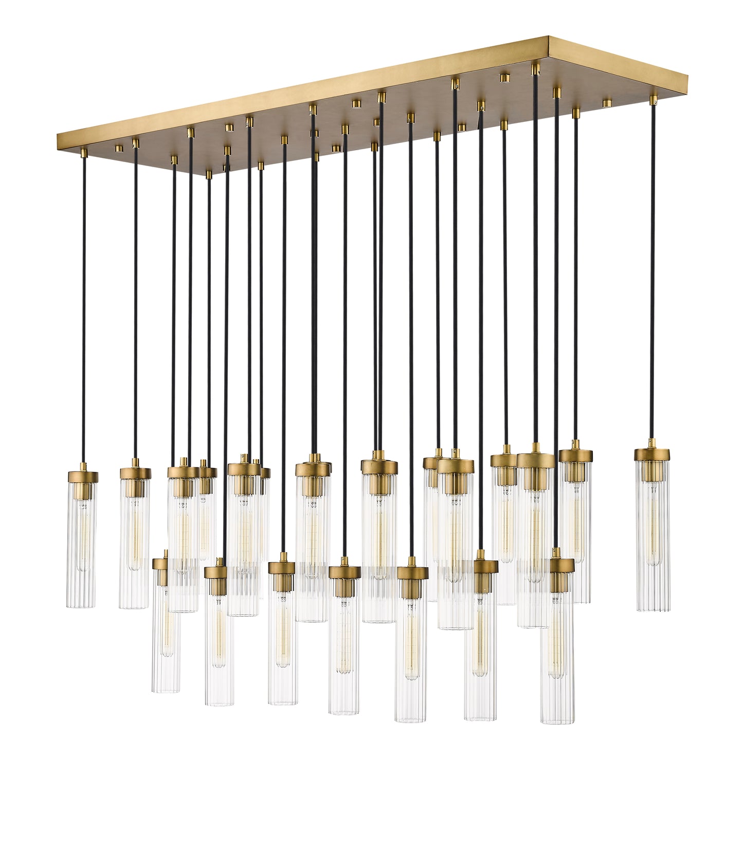740P-23L-RB - Beau 23 Light Linear 54" Chandelier - Rubbed Brass