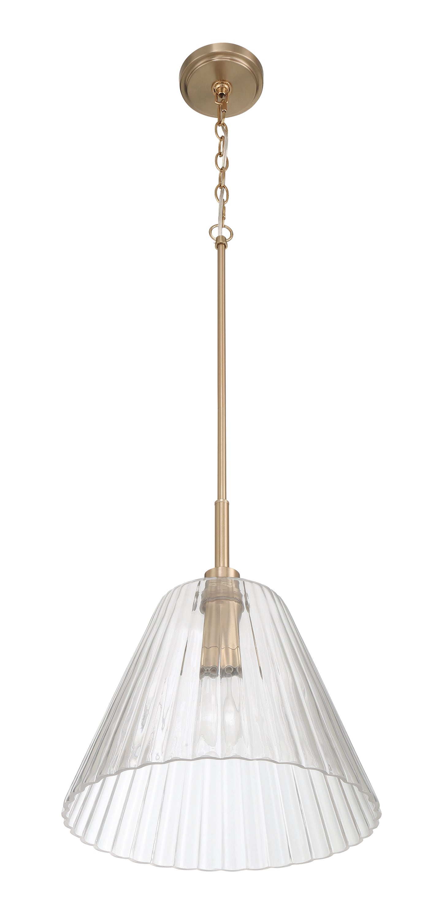 61192-CPZ - Pleated 1 Light 14" Wide Pendant - Premium Bronze