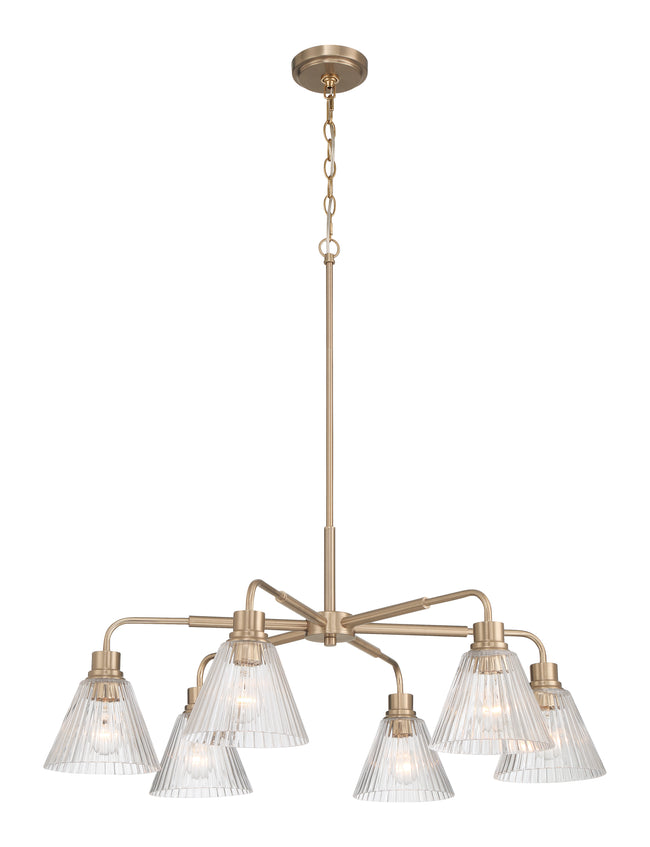 61126-CPZ - Pleated 6 Light 35" Wide Chandelier - Premium Bronze