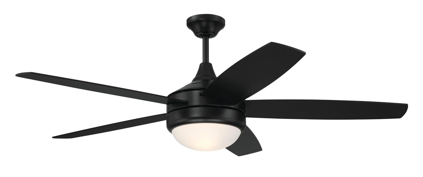 PHZ52FB5 - Phaze II 5- Blade 52" 5 Blade Ceiling Fan with Light Kit - Flat Black