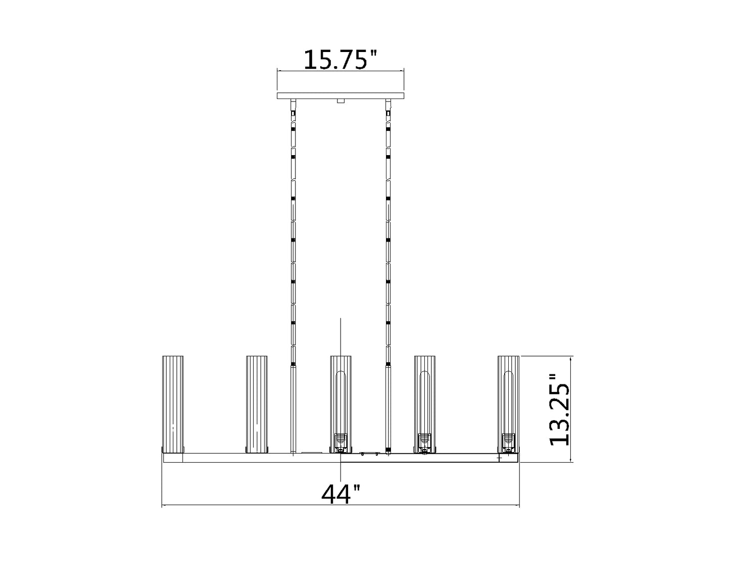 3031-7L-RB - Beau 7 Light Linear 44" Chandelier - Rubbed Brass