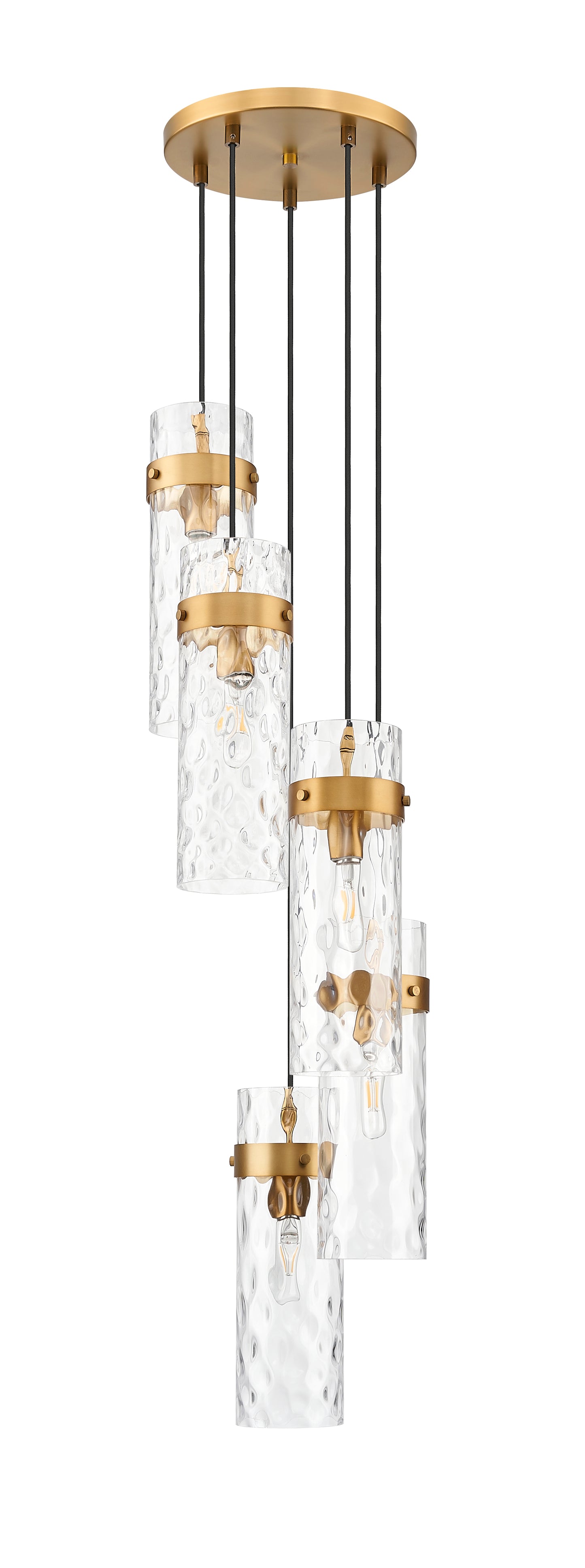 7002P5-5R-RB - Fontaine 5 Light 14" Chandelier - Rubbed Brass