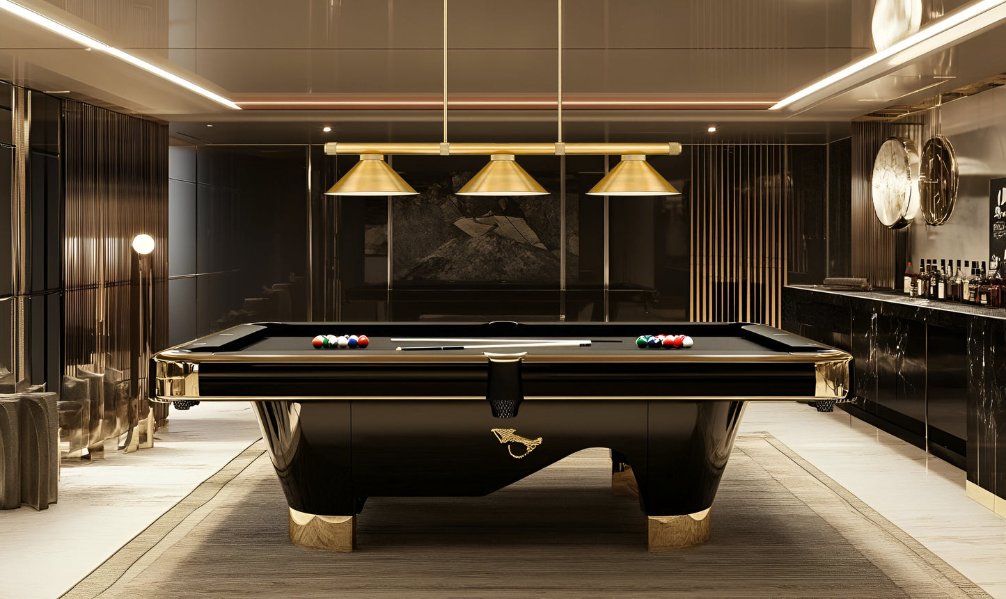 3050-3RB-RB15 - Vanguard 3 Light 58" Billiard - Rubbed Brass