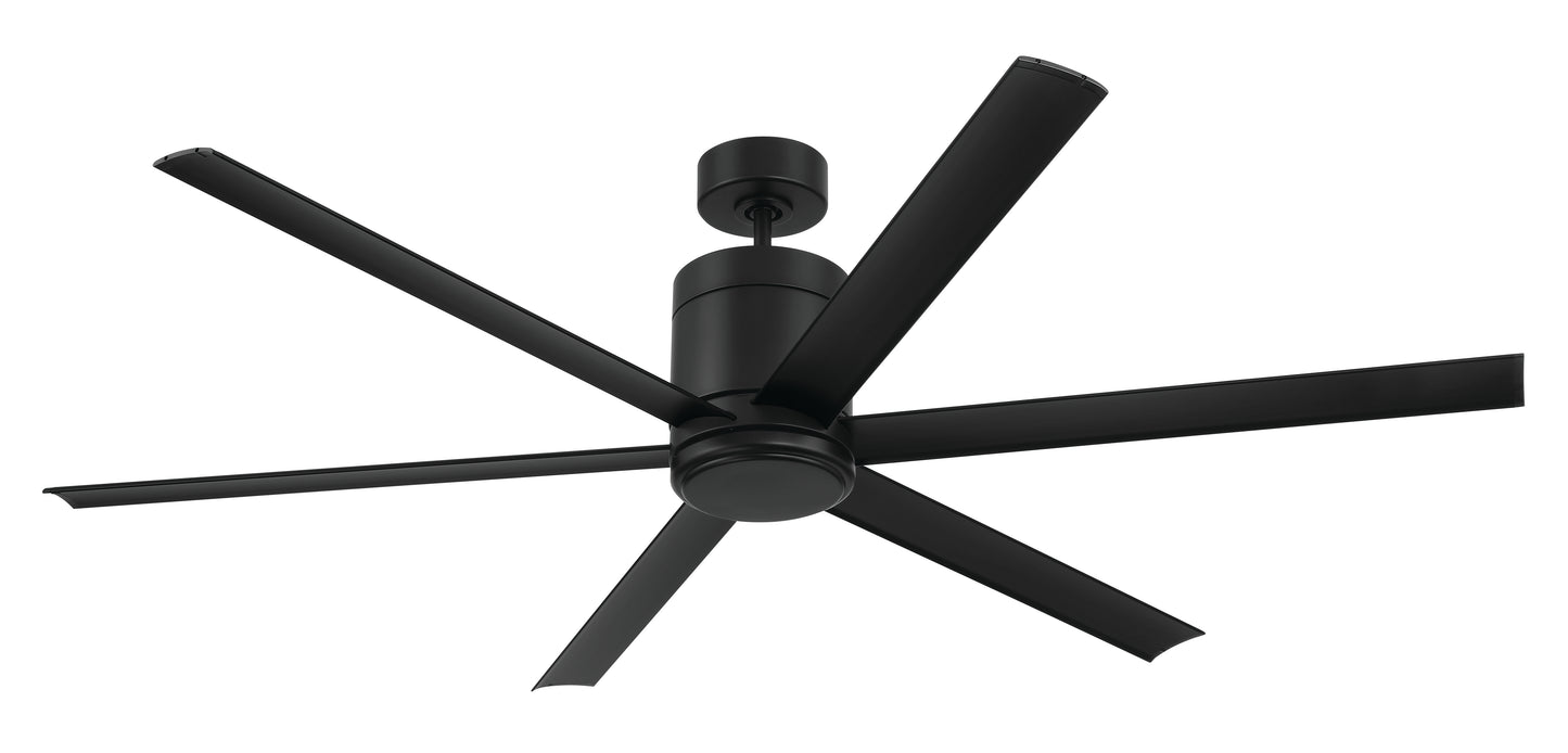 TTE65FB6 - Tate 65" 6 Blade Indoor Outdoor Ceiling Fan with Light Kit - Flat Black