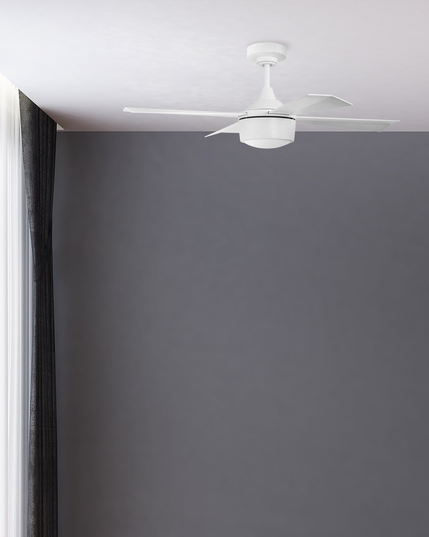 THO42W4 - Theo Indoor/Outdoor 42" 4 Blade Indoor Outdoor Ceiling Fan with Light Kit - White
