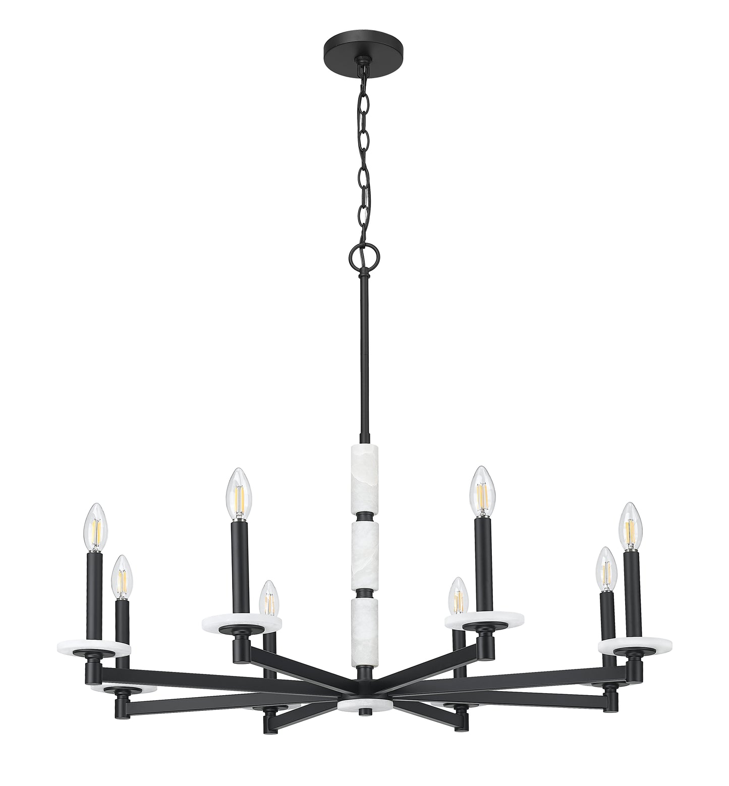 3045-8MB - Kaden 8 Light 36" Chandelier - Matte Black